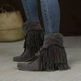 thumbnail image 2 of Women's Western Tassel Cowboys Ankle Boots, Retro Fringe Pointy Toe Chunky Low Heel Cowgirls Ankle Booties Mid Calf Riding Boots Retro Wide Calf Ankle Booties Short Boots Winter Shoes, 2 of 5