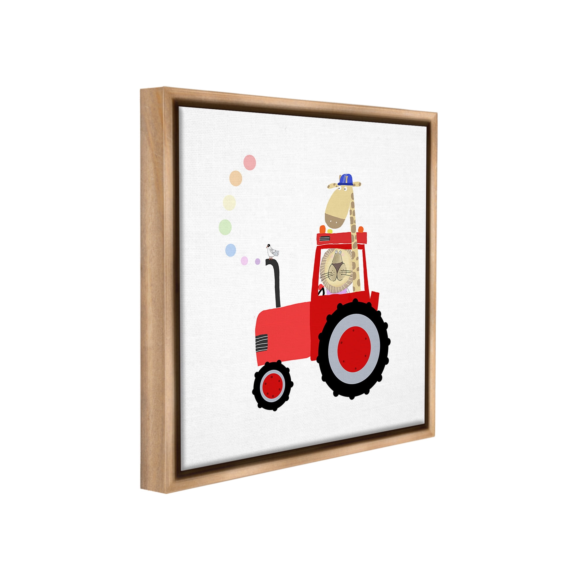 Stupell Industries Animals Riding Tractor Animals & Insects Painting Brown Floater Framed Canvas Art Print Wall Art, 25 x 25