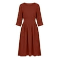 thumbnail image 7 of Shirt Dress for Women Loose Cotton Linen Long Sleeve Cardigan Dresses Slim Fit High Waist Dress Orange XXL, 7 of 7