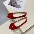 thumbnail image 6 of Womens Pointed Toe Suede Ballet Flats Bow-Knot Slip-Ons Dressy Casual Comfortable Wear to Work Loafers Red 9(42), 6 of 9