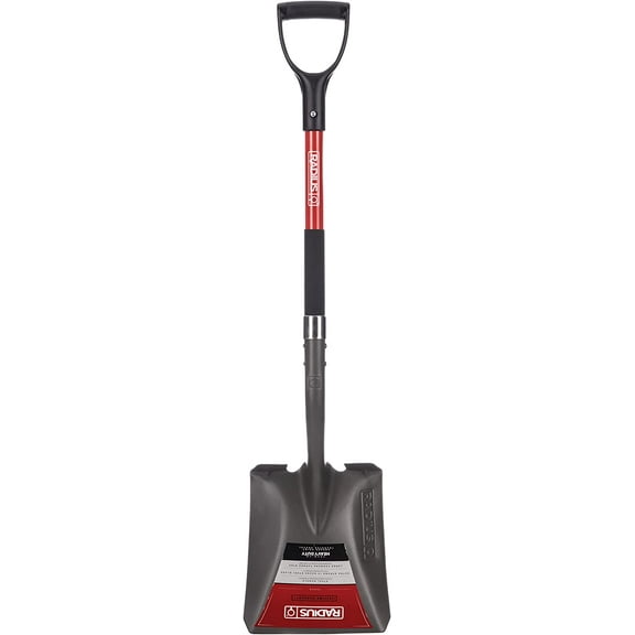 Radius Premium D-Handle Square-Point Shovel, Steel Shaft