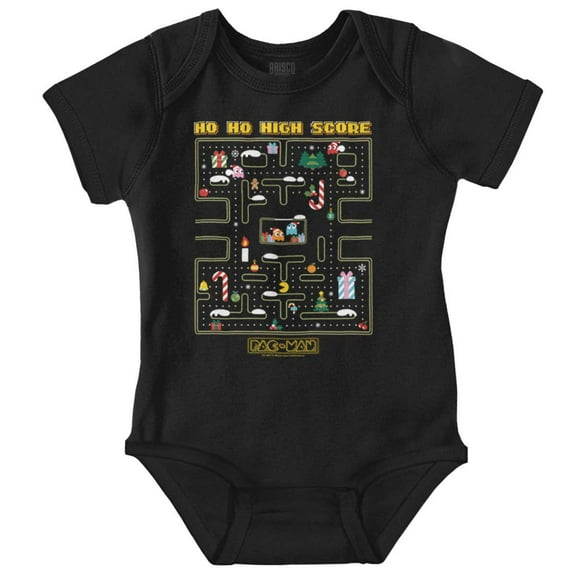 PACMAN Christmas Maze Video Game Baby Romper Boys or Girls Brisco Brands NB