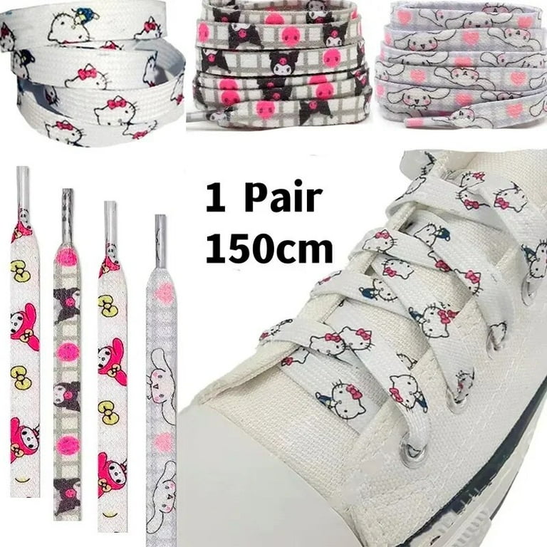 2pcs Sanrio Shoelaces Cartoon Cinnamon Kuromi Hello Kitty Fashion Flat Shoe Laces Accessories Shoelace 150cm Girls Gifts Walmart