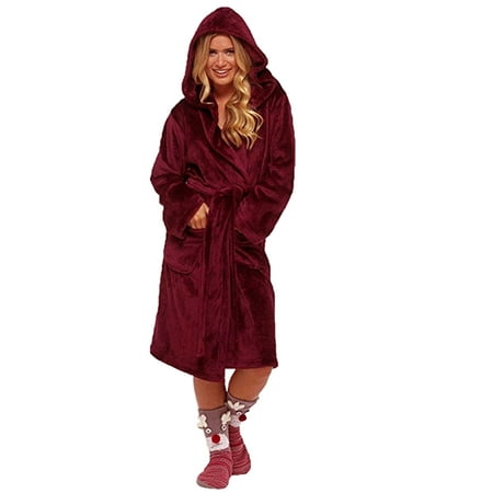 

Women Bathrobe Winter Plush Lengthened Shawl Home Clothes Long Sleeve Robe Coat Female Chemise Nightie Nightwear