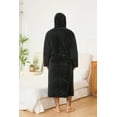 thumbnail image 2 of Vulcanodon Men Fleece Hooded Robe, Plush Lightweight Bathrobe Long Soft Warm House Coat with Pockets,(Black,2XL-3XL), 2 of 5
