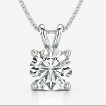 Genuine 1/2 Carat Natural Solitaire Round Cut Diamond 4 Prong Pendant Necklace In 14K White Gold
