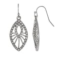 thumbnail image 2 of 1928 Jewelry Women's Art Deco Style Double Marquise Multi Crystal Filigree Drop Earrings, Silver Tone, 2 of 3