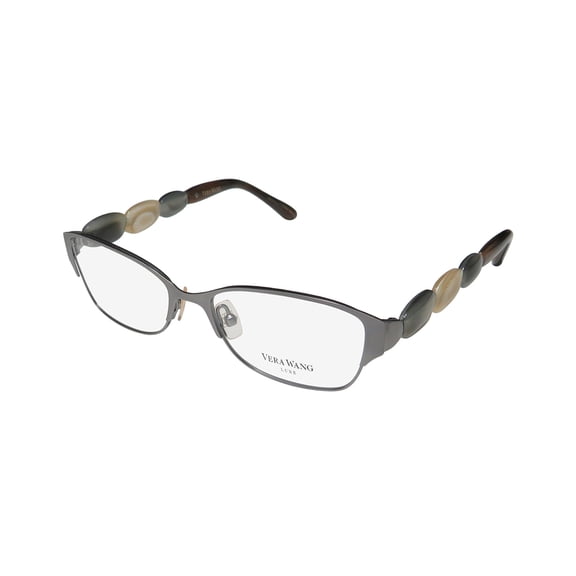 NEW VERA WANG LUXE ODILE WOMENS/LADIES DESIGNER FULL-RIM GUNMETAL FRAME DEMO LENSES 49-15-130 EYEGLASSES/SPECTACLES