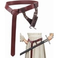thumbnail image 1 of Cinturón medieval de 58,2 × 1,6 pulgadas y funda de cuero para espadas de 11 × 7,5 pulgadas. Funda de transporte para espadas. Bolsa de almacenamiento. Funda de espalda para caballero medieval., 1 of 4