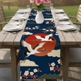 thumbnail image 4 of Japanese Style Table Runner 72 Inches, Modern Cranes Cherry Flower Wave Navy Blue Bed Runner Dresser Scarves Tabletop for Indoor Outdoor Parties/Ceremony/Banquet, 14" x 72", 4 of 8