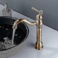 thumbnail image 5 of Antique Brass Bathroom Faucet - Tall 360 Degree Swivel Sink Faucet, Vintage Basin Faucet with Single Lever Handle, Elevated Bathroom Faucet Spout, 5 of 5