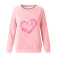 thumbnail image 5 of WREESH Breast Cancer Awareness Sweatshirt Women's Lightweight Pink Ribbon Heart Graphic Long Sleeve Tops Pink, 5 of 6