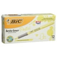 BIC Brite Liner Grip Pastel Highlighters, Chisel Tip, Box of 12 Yellow