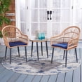 thumbnail image 2 of SAFAVIEH Outdoor Collection Berlen 3-Piece Lounger Set Natural/Navy, 2 of 9