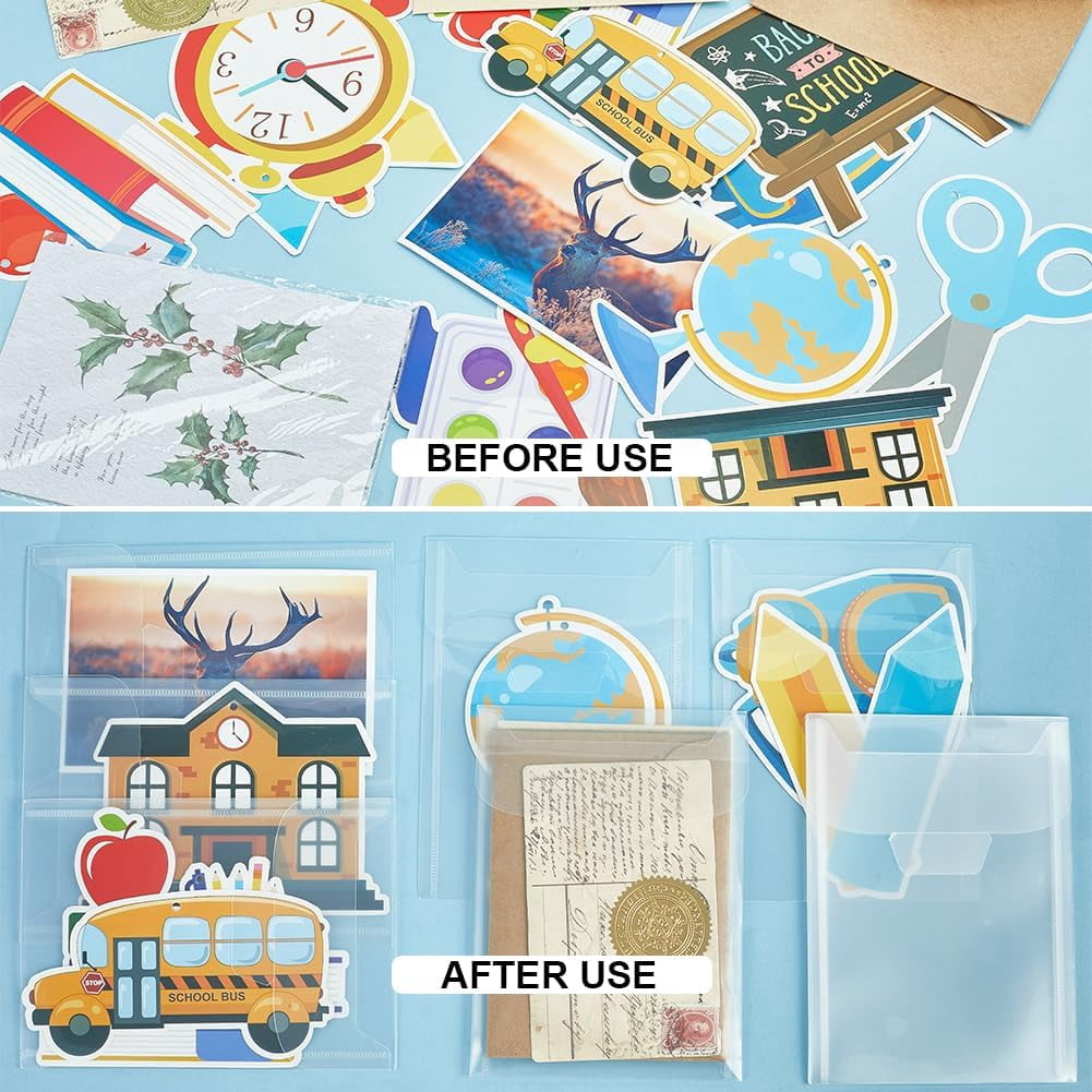 50Pcs Die Storage Pockets Stamp Pocket Bags Resealable Clear Plastic Die Cuts Envelope Pockets Craft Organizer Holder Bag for File Album Embossing Stamp Scrapbooking Storage (7 x 5 Inch) 50pcs