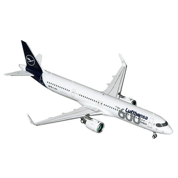 Airbus A321neo Commercial Aircraft "Lufthansa - 600th Airbus Aircraft" (D-AIEQ) White with Dark Blue Tail "Gemini 200" Series 1/200 Diecast Model Airplane by GeminiJets