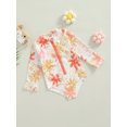 thumbnail image 3 of Bagilaanoe Toddler Baby Girls Long Sleeve One-Piece Swimsuit 1-5 Years Flower Print Zipper Rash Guard Bathing Suit, 3 of 9