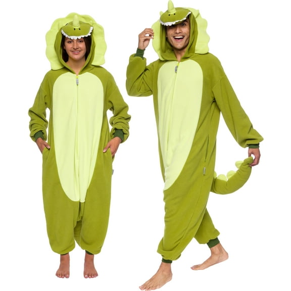 Funziez! Triceratops Adult Unisex Novelty Union Suit Costume for Halloween - Large, Green