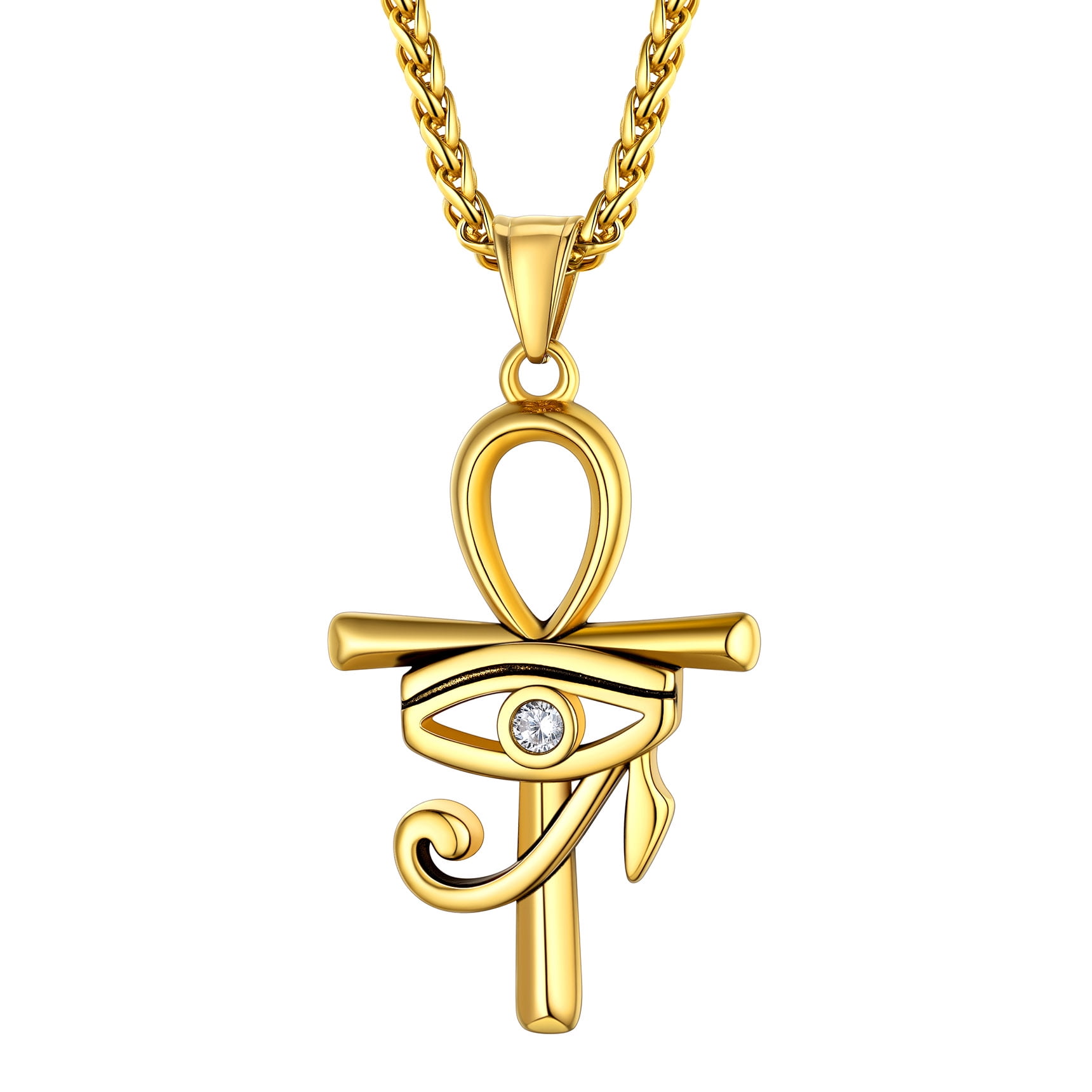 Bestyle Eye of Horus Ankh Cross Pendant Necklace for Women Men