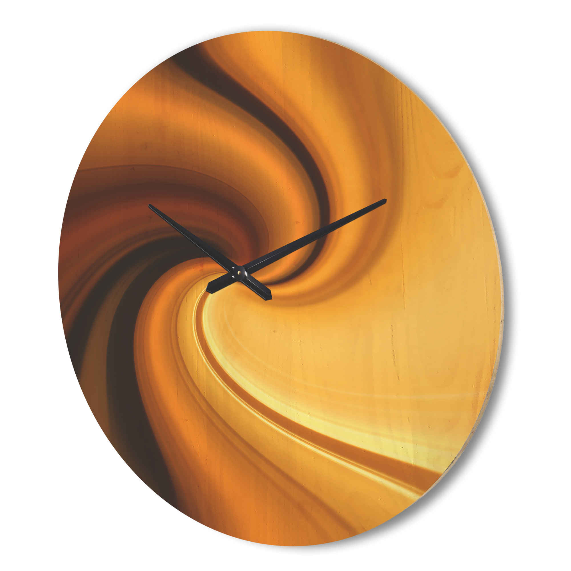Designart 'Brown and Gold Waves Curved Texture ' Modern Wood Wall Clock