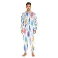 thumbnail image 4 of 1 Piece Adult Onesie Pajamas Cozy & Loose-Fit Sleepsuit Loungewear with Pockets Blue and Purple Flowers X-Large, 4 of 7