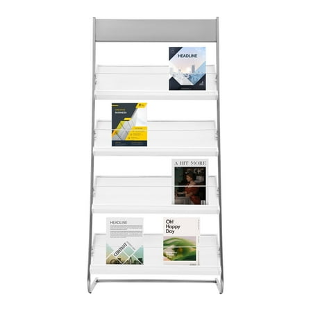 4 Tiers Indoor Newspaper Carbon Steel Rack Magazine Stand Literature Holder Book Magazine Display Rack