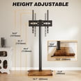 thumbnail image 3 of RTVR Universal Floor TV Stand for 32-60 inch TVs up to 88 lbs, Adjustable Swivel Mount Brown Wood Base Stand, 3 of 8