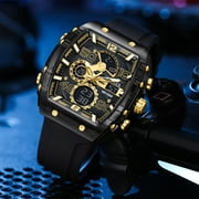 SMAEL Outdoor Sport Dual Display Alarm Digital Watch for Men Quartz Wristwatch Chronograph Silicone Band Male Clock Tonneau Dial