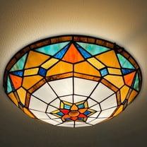 Tiffany Ceiling Lights, Stained Glass Ceiling Light 3-Lights 16 Inch Tiffany Flush Mount Ceiling Light Fixture for Bedroom Dining Living Room Entryway Foyer