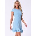 thumbnail image 2 of DARING DIVA Cap Sleeves Round Neck Tiered Ruffled Hem Dress L Sky Blue, 2 of 6