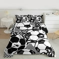 thumbnail image 2 of jejeloiu Soccer Game Full Size Comforter Sets,Football Sport Theme Bedding Comforter Set,White Black Check Bedding Sets For Boys Kids,Microfiber Bedroom Decor,3-Piece, 2 of 8