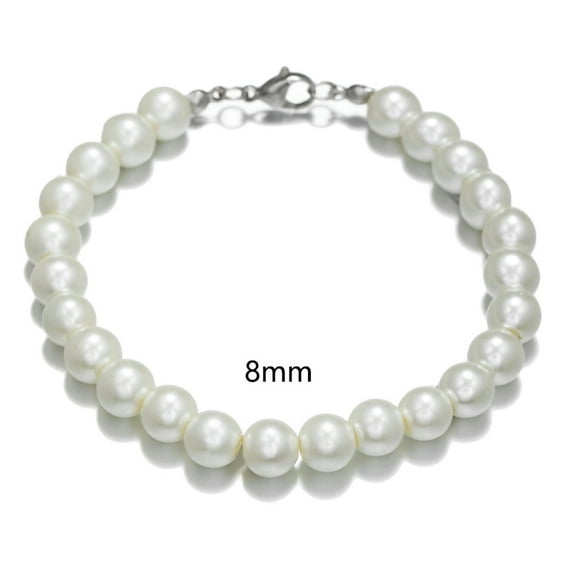 HOOUN Men's Pearl Bracelet 6/8/10Mm Pearl Bracelet for Men and Women-8mm