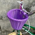 thumbnail image 3 of Aixig Bicycle Front Basket Handwoven Kid Adult Bike Handlebar Carrier (Purple), 3 of 7