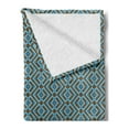 thumbnail image 2 of Geometric Soft Flannel Fleece Throw Blanket, Entwined Nested Vertical Square Pattern Chevron Abstract Artwork Print, Cozy Plush for Indoor and Outdoor Use, 50" x 60", Brown and Sky Blue, by Ambesonne, 2 of 5