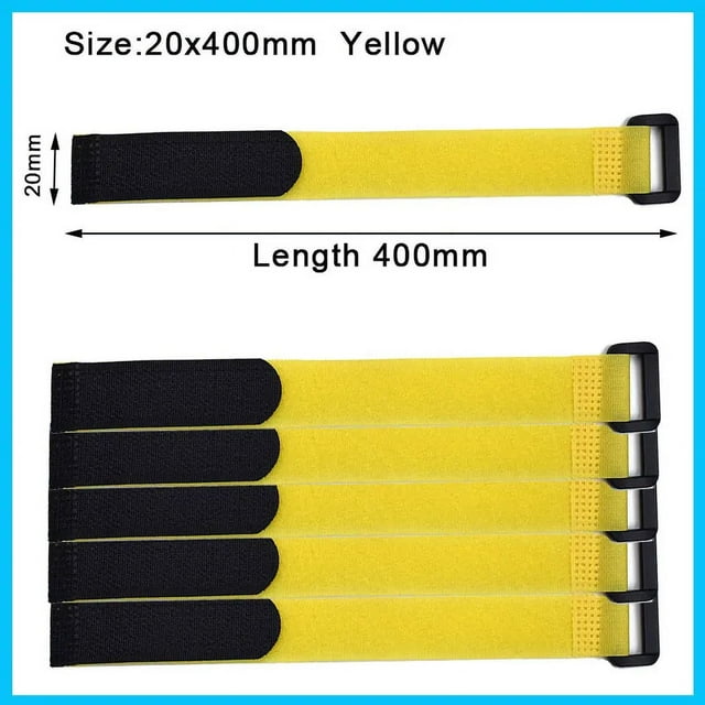30/20/10Pcs Reusable Hook Loop Cinch Straps Nylon Cable Ties Organizer Adjustable Fastener Securing Cable Straps Cord Management Yellow 20x400mm 20Pcs