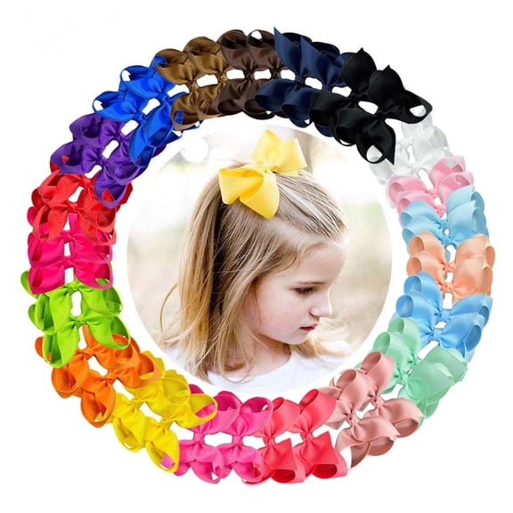Faty-T 40pcs 3" Hair Bows for Girls, Grosgrain Ribbon Bows Alligator Clips, Cute Hair Accessories for Baby Toddlers Kids