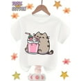 thumbnail image 1 of T-Shirt Imprimé Chat Mignon Boba Tea pour Enfants - Coton, Respirant et Confortable, Col Rond Décontracté Manches Courtes pour Garçons et Filles, Tenue d'Été, Confort Quotidien / Design Ludique, 1 of 6
