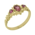 thumbnail image 1 of LBG British Made Classic Solid 14k Yellow Gold Natural Pink Tourmaline Womens Anniversary Ring - 33 size options - Size 5.25, 1 of 9