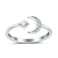 thumbnail image 2 of Simulated Cubic Zirconia Size-5 Moon & Star Wedding Band Ring 925 Sterling Silver, 2 of 7