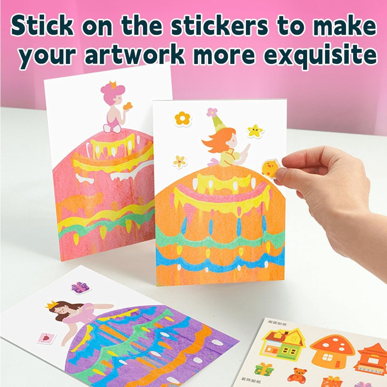 Rainbow Squeeze Art Kit 20pcs – DIY Squeegee Painting Set with Color Scratch Paper & Tools, Creative Craft Activity, Stress Relief Art Supplies, Postcard Design