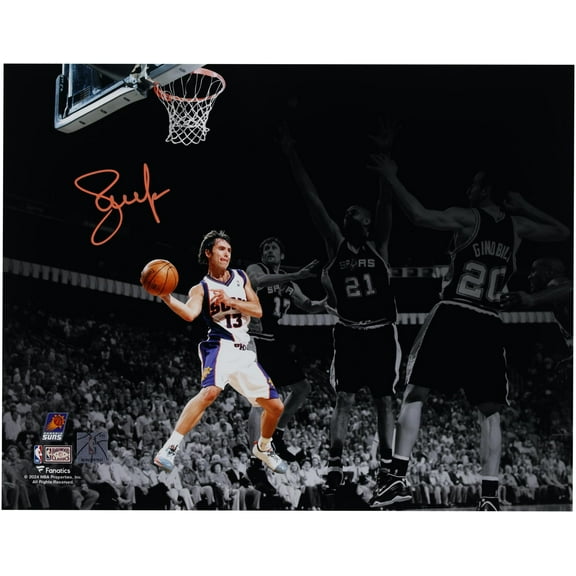 Steve Nash Phoenix Suns Autographed 11" x 14" Passing vs. San Antonio Spurs Spotlight Photograph - Signed in Orange Ink - Fanatics Authentic Certified