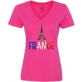 thumbnail image 3 of Inktastic France Eiffel Tower Flag in Text Women's V-Neck T-Shirt, 3 of 5