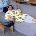 thumbnail image 3 of White Sunflower Butterfly Sun Pattern Wearable Oversized Blanket,Wearable Blanket Hoodie for Adults,Cozy Hooded Blankets with Super Pockets,Super Warm Fuzzy Pullover for Women & Men, 3 of 6