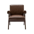 thumbnail image 6 of Accent Chair with Armrest, PU Leather Upholstered Single Sofa Chair with Thick Seat Cushion, Comfy Living Room Chairs with 250LBS Weight Capacity for Reading Room, Bedroom, Office, Brown, 6 of 7