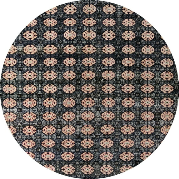 Ahgly Company Machine Washable Indoor Round Abstract Rosy Pink Area Rugs, 5' Round