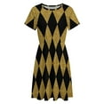 thumbnail image 4 of Black And Gold Harlequin Sundress Short Sleeve Dress Summer Women Clothes Dress for Women Dresses, 4 of 7