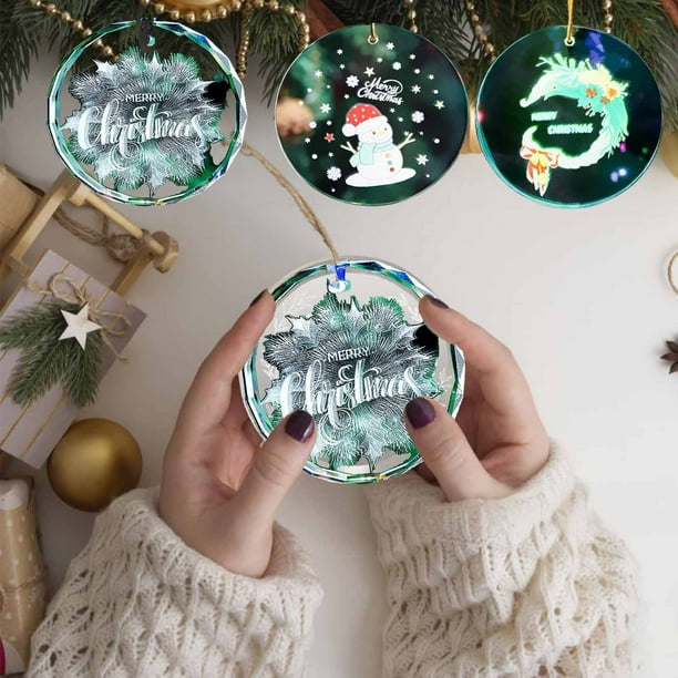 Etiqueta de Cristal de Navidad Xihbxyly Colgante de Vidrio Transparente