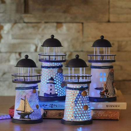 

Metal Handmade Craft Lighthouse Color Change Flashing LED Light Decor Lamp Nautical Themed Home Decor Gift for Boys