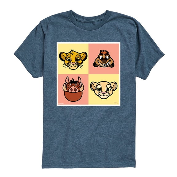The Lion King - Faces Lion King Grid - Youth Short Sleeve Graphic T-Shirt