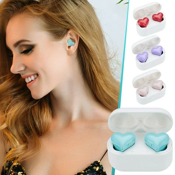 Jacenvly 2024 New Bluetooth Headphones Heart Shaped Bluetooth Earphones Noise Reduction Sports Wireless In Ear Bluetooth Earphones Earphones Wired Blue